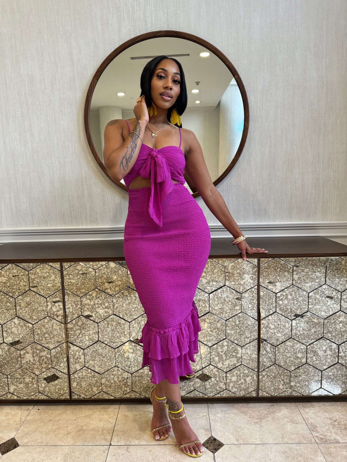 Cut It Out Ruffle Dress