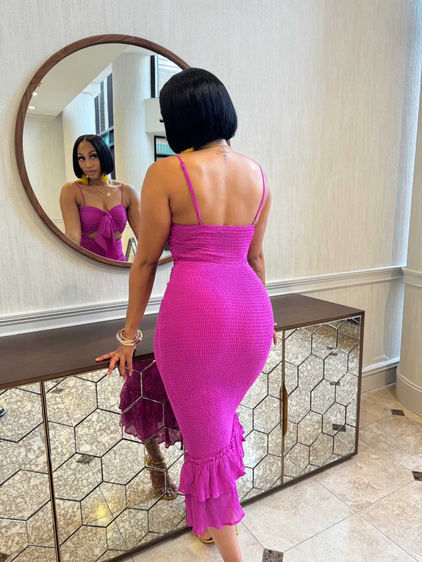 Cut It Out Ruffle Dress