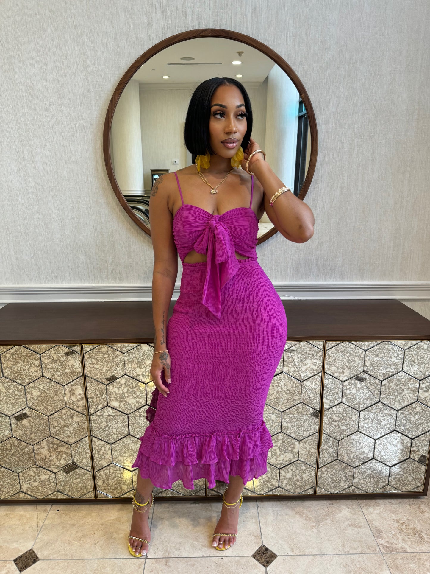 Cut It Out Ruffle Dress